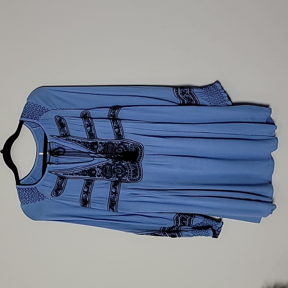 Free People smocked embroidered boho mini dress Sz M